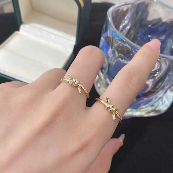 

Designer Delicate zircon knot ring women's summer light luxury niche design net red same opening adjustable