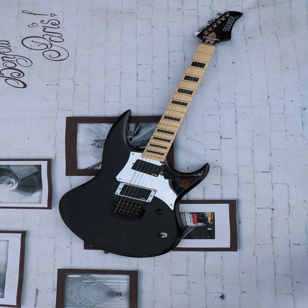 

black st guitar, high-end pickup six-string electric guitar