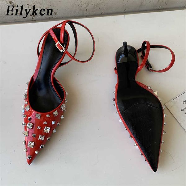 

2023 spring new pumps women shoes fashion rivet pointed toe ladies elegant slingback sandals zapatilla de muje 230302, Black