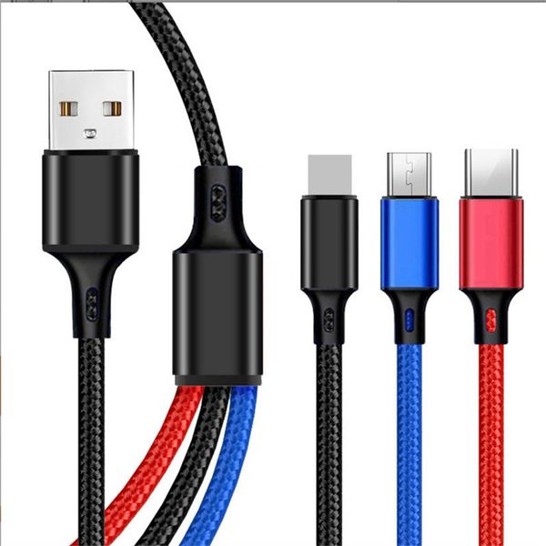 

3 in 1 usb cable type c cable for samsung xiaomi charging cable fit iphone 14 13 12 x 11 pro max charger micro usb cable with pp package