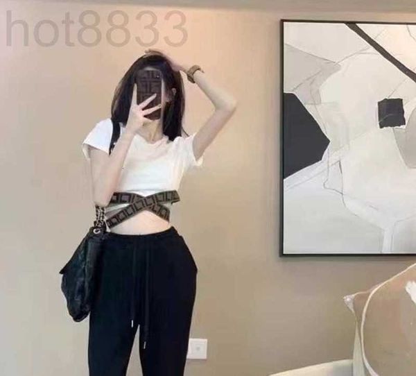 

women's t-shirt designer stitching f letter knitted fashion design sense short sleeve 48qm, White
