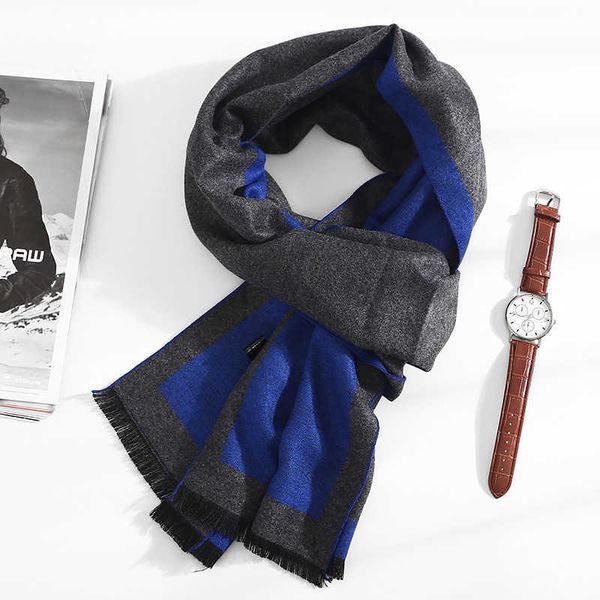 

scarves 2022 fashion soild color cashmere scarf winter thicken warm pashmina shawl man black gray casual tassel foulard bufanda muffler l230, Blue;gray