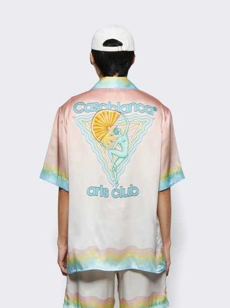 

casablanca designer shirt men and women goddess flower orange couple white twill silk shirt, White;black