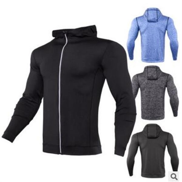 

quick drying jacket men's tight fitting breathable thermal blouse autumn winter running suit gym suit long sleeved hoodies re346a, Black