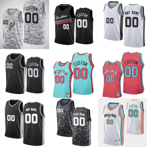 

2023 75th custom men youth san antonio''spurs''25 jakob poeltl 11 joshua primo 24 devin vassell 7 bryn forbes basketball, Black;red