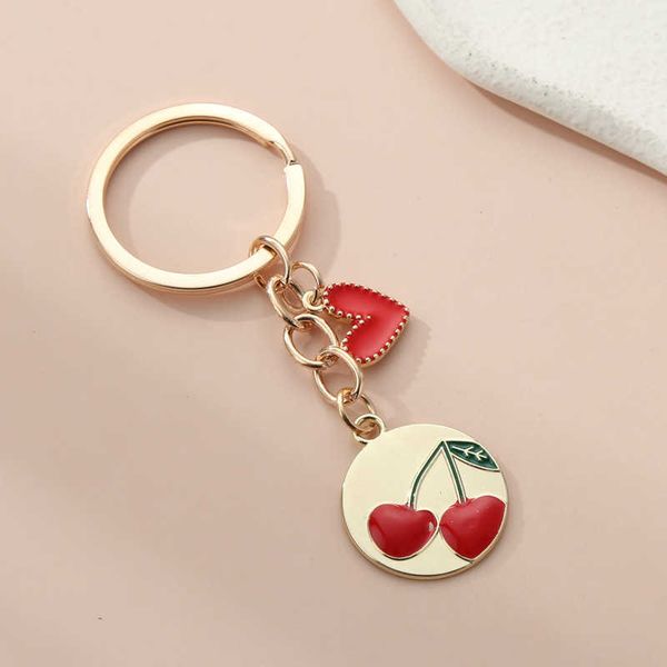 

key rings new fashion cartoon love keychain spring and summer exquisite rabbit cherry cat car key ring k5004 r230301, Slivery;golden