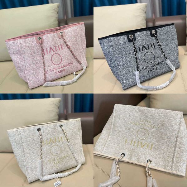

evening bags classic beach totes bag women shopping handbag womens advanced canvas large capacity lady solid color chain handbags 230218