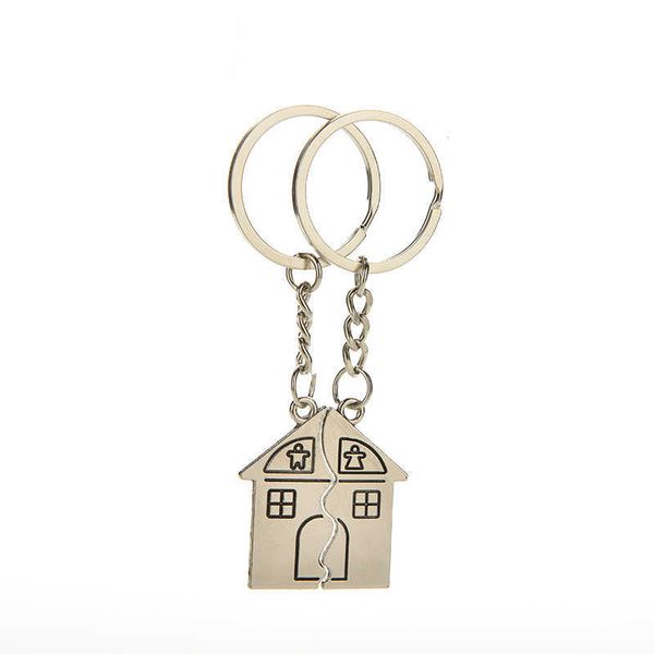 

key rings 1 pair romantic house keychain souvenirs lanyard keyring valentine's day love key fob gift key chains 8.7cm r230301, Slivery;golden