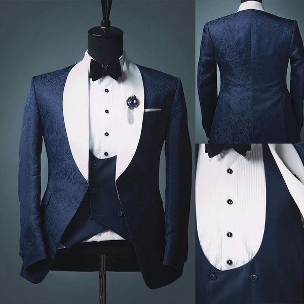 

new design wedding tuxedo 3 pieces groom wear side vent evening party suits jacket vest and pants, Black;gray
