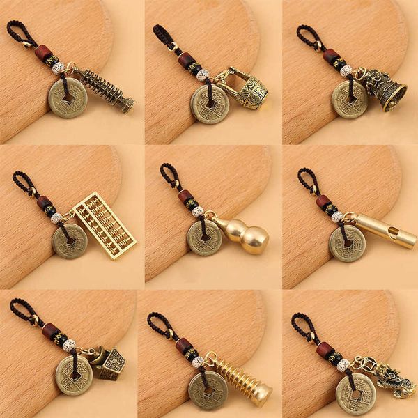 

key rings the new five emperors money brass gourd key chain imitation copper pixiu key chain metal car pendant k5050 r230301, Slivery;golden