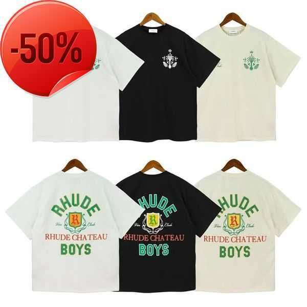 

2023s summer mens t-shirts womens luxury tide brand rhude designers for men letter polos embroidery tshirts clothing short sleevedei6a, White;black