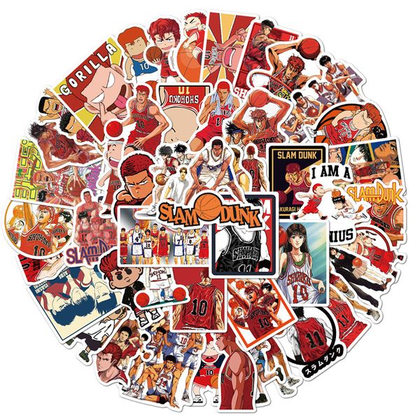

50pcs animation slam dunk stickers sakuragi hanamichi haruko akagi graffiti kids toy skateboard car motorcycle bicycle sticker decals wholes