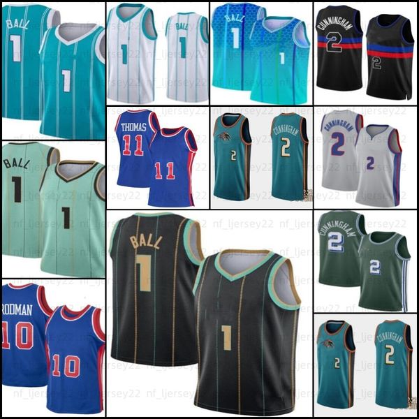 

cade 2 catingham lamelo 1 ball basketball jersey charlottes new hornet isiah 11 thomas hill 10 dennis mens, Black;red