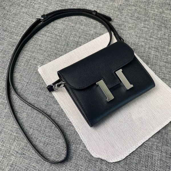 

7a veau epsom leather crossbody wallet bag in 8 colors gold/silver with a removable leather straps and number code lady designer genuine lea