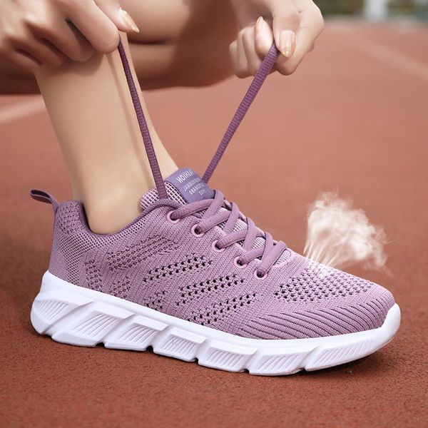 

designer women spring breathable running shoes black purple black rose red womens outdoor sports sneakers color100