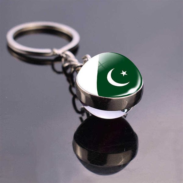 

key rings pakistan flag keychain pakistani flag crystal ball glass cabochon key chain national flag car key chain rings christmas gift r2303, Slivery;golden