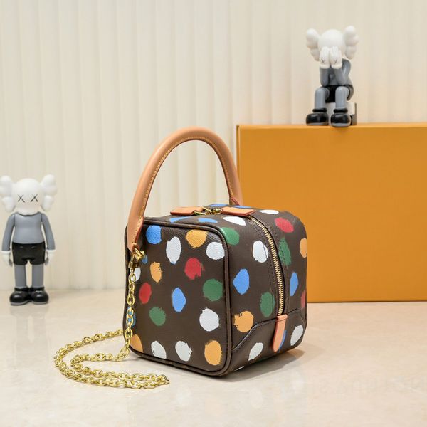 

women's lpolka dot bag fashion dice bag makeup bag large capacity backpack number size 16.0x16.0x16cm