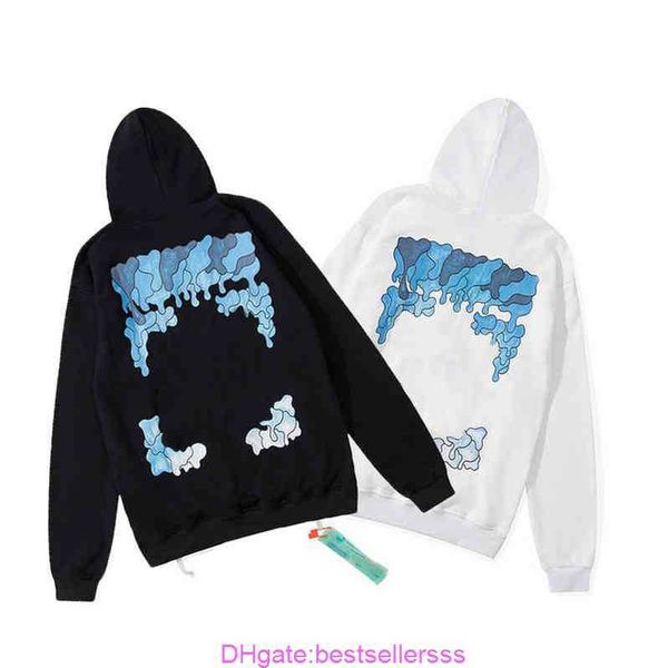 

men's sweatshirts luxury brand offs hoodies tide ow back tape arrow printed hooded sweater loose men womens religious oil painting hood, Black