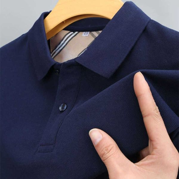 

plus size cotton men polo shirt burb designer tshirt mens sweatshirt tb plaid short sleeve t-shirt lapel pullover shirts casual business 4xl, White;black