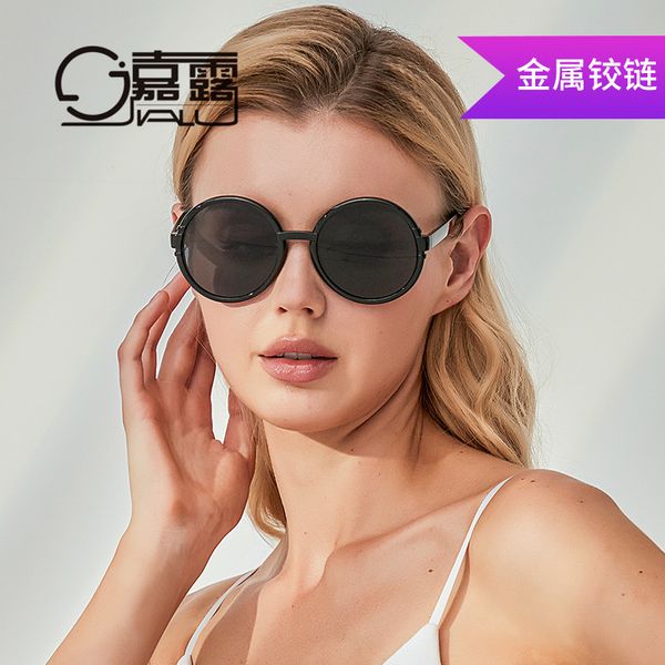 

designer sunglasses mens sunglasses new rayben sun glass round frame fashion trend large frame cross-border street p concave male and female, White;black