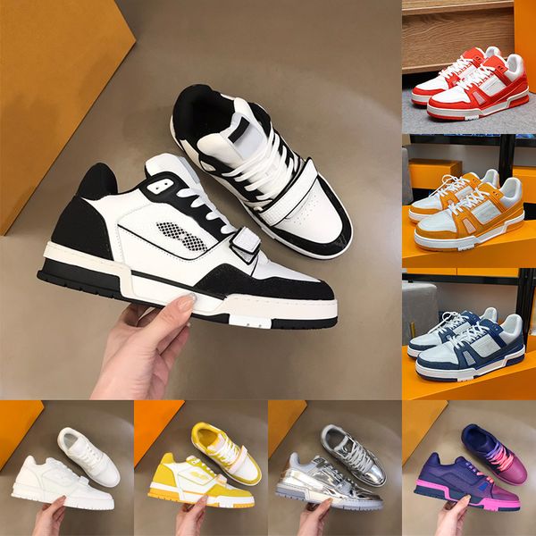 

casual shoes flat sneaker virgil trainer denim canvas leather abloh white green red blue letter overlays fashion platform mens womens low sp, Black