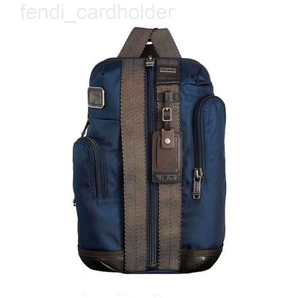 

sling tumi nwt higgins bag crossbody backpack navy blue with leather trim