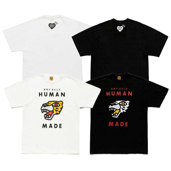 

men's t-shirts cartoon tiger head print human made t-shirt men women 1 1 t shirt tees shirts for women men cloing g230301, White;black