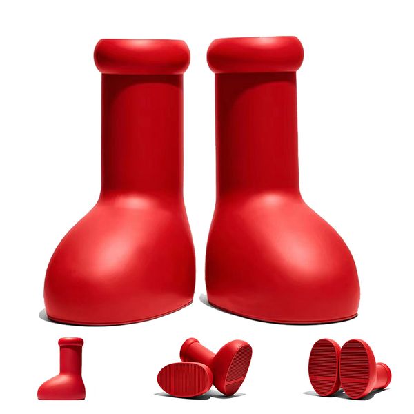 

2023 mschf big red boots fashion rain boots cartoon boots intoreal life rubber knee boots platform round toe big size 35-45, Black