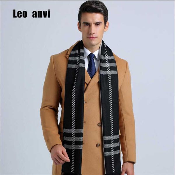 

scarves leo anvi fashion design plaid scarf men cotton cashmere scarf winter warm scarves luxury wrap echarpe mans business scarf l230302, Blue;gray