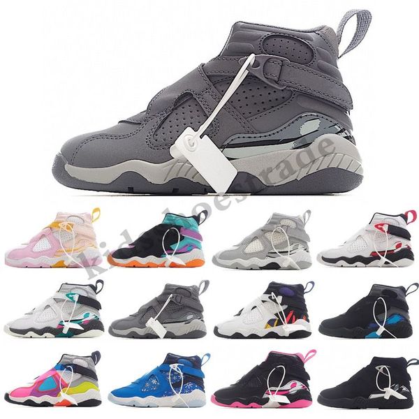 

kids basketball shoes sports sneakers reflective silver trainers south beach alternate white burgundy youth children boy girls size 22-37, Black