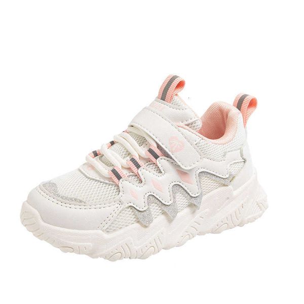 

girls' sports shoes spring and autumn 2023 1 breathable soft soles chil1en's double-layer mesh anti-skid shoes chil1en's shoe, Black