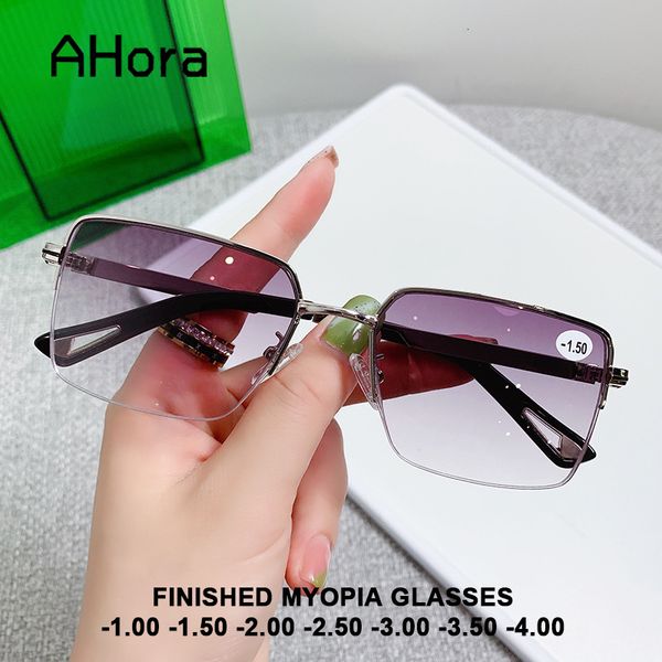 

sunglasses frames ahora gradient gray finished myopia glasses half frame women men fashion myopic spectacles frames -1.0-1.5-2.0-2.5-3.0 230, Silver