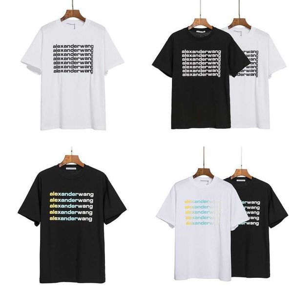 

t shirt for women offset printing foam rainbow gradient letter t-shirt short sleeve men 0qmc, White