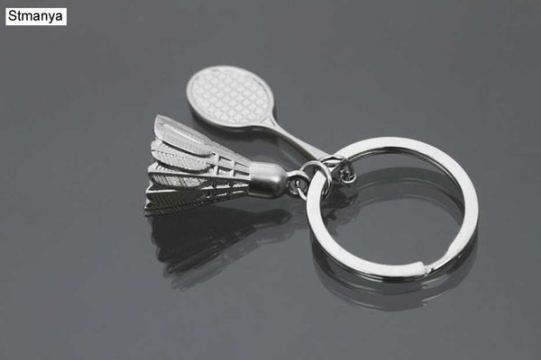 

key rings badminton and racket lovers key chain fashion badminton silver color car keychain key ring for men and women gift jewelry 17023 r2, Slivery;golden