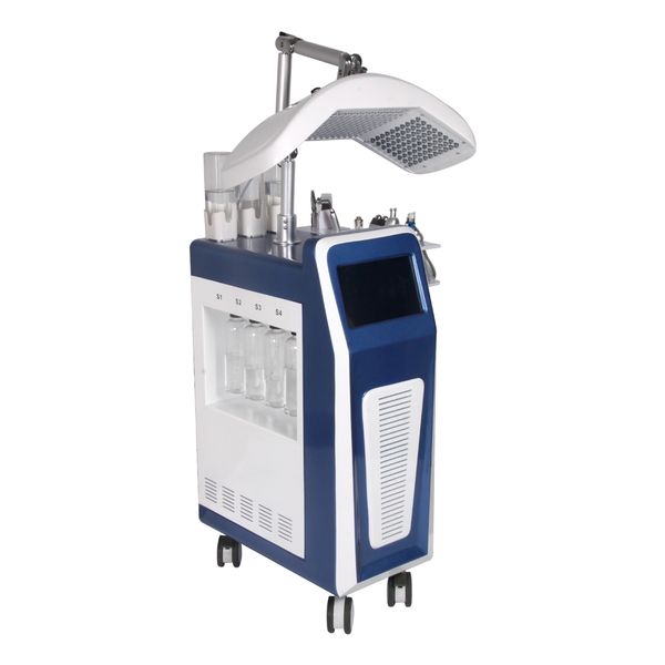 

diamond peel portable machine multi function facial machine 9 in 1 hydro dermabrasion skin scrubber bio high frequency with led light facial, Black;white