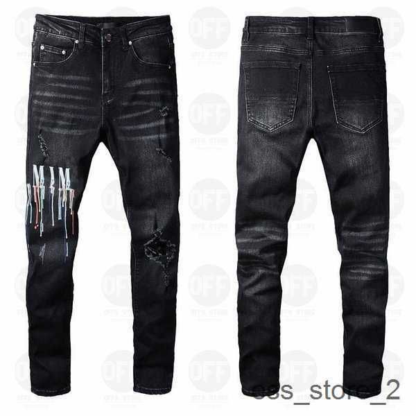 

slim print jeans distressed ripped biker amirly straight denim for men s mens army fashion designers mans skinny pant 5 yhzk, Blue
