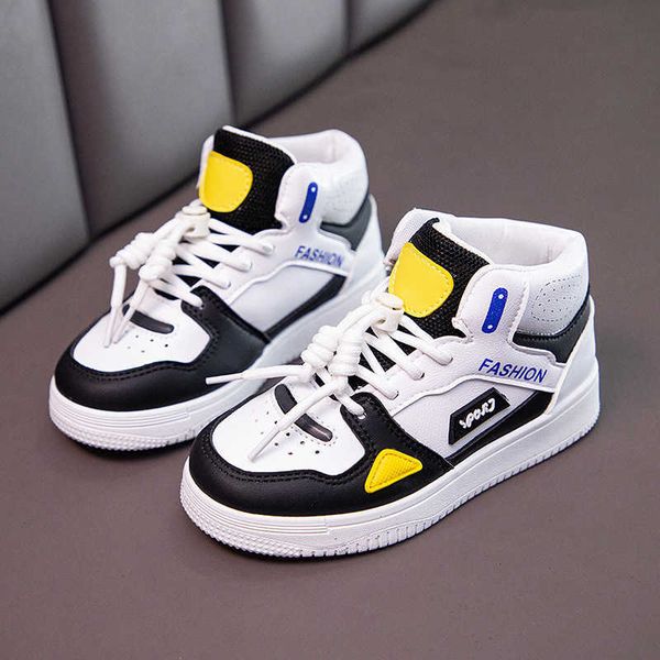 

athletic outdoor children autumn sports shoes boys breathable running shoes girls fashion high sneakers students basketball shoes#27-38 r230, Black