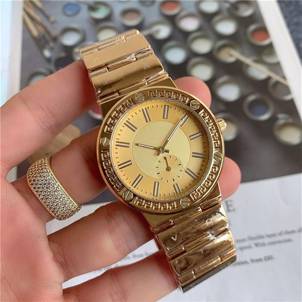 

fashion brand watches for men small dial style steel band quartz wrist watch #1-20 ve23311c, Slivery;brown