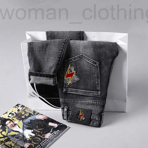 

men's jeans designer men's spring and summer new style personalized embroidery slim small straight tube wl8e, Blue