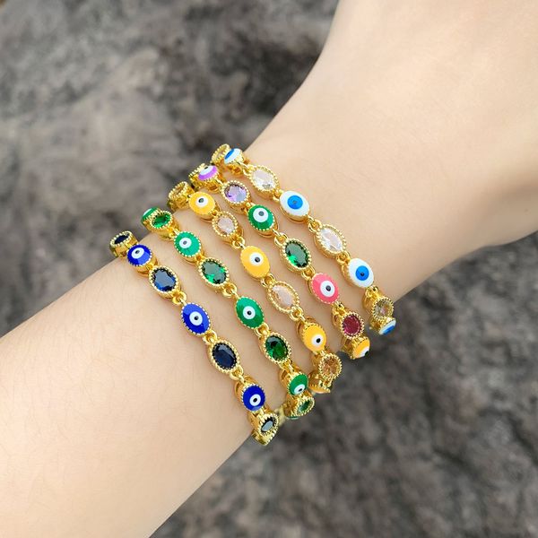 

luxury designer devil's eye bracelet female fashion personality color oil drop evil eye bracelet wholesale, Golden;silver