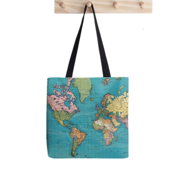 

shopping bags funny vintage map of the world tote bag printed tote women harajuku shopper handbag girl shoulder shopping bag lady canvas bag
