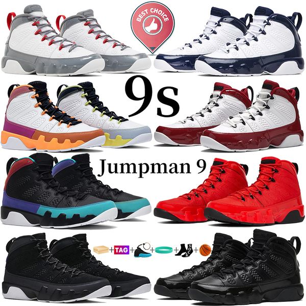 

with box men 9s basketball shoes jumpman 9 mens outdoor sports sneakers designer shoe fire chile red change the world pearl blue oregon trai