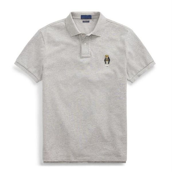 

summer mens design polo shirts piglet embroidery round neck t-shirt casual solid color casual polo t-shirt194q, White;black
