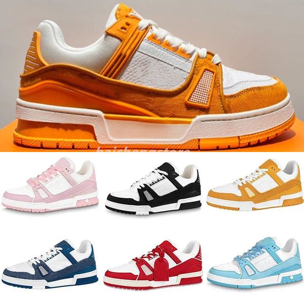 

2023 men sneakers virgil trainer running shoes black white pink casual fashion low shoe platform leather designer rubber outdoor walking eur, White;red