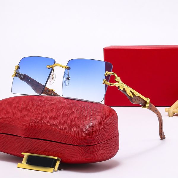 

Frameless Optical Rectangle Lens Heatwave Sunglasses Leopard Rimless Gold Metal Wooden Legs Vintage Women Mens Summer Outdoors Travel Carti Eyewear