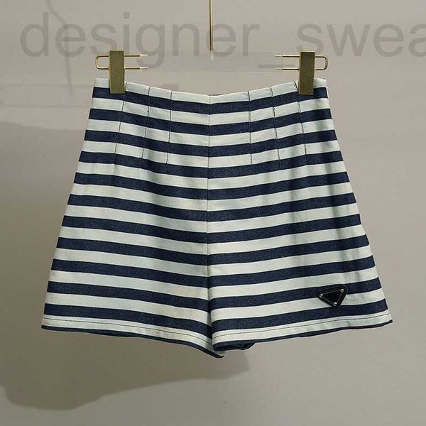 

women's pants & capris designer kardashian same paragraph french minority 2022 summer new striped high waist denim shorts casual pants, Black;white