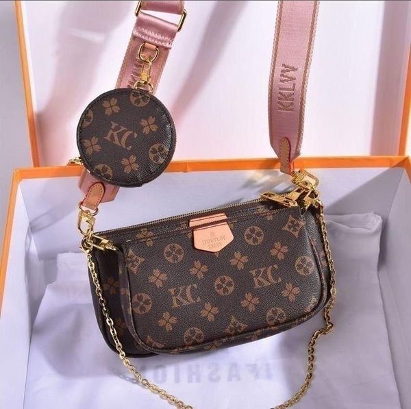 

designers 3 pcs/set multicolored louiseity 1 viutonity shoulder straps shoulde bags luxurys women chain strap crossbody purse messenger bag