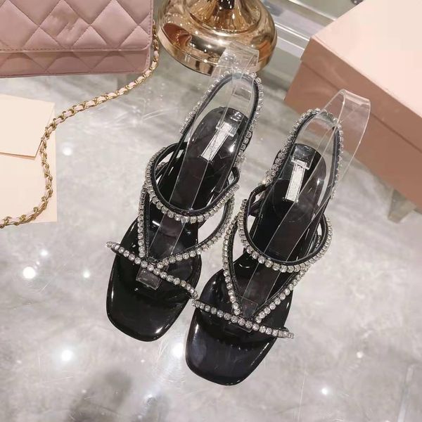 

2022 luxury women's sandals stereo crystal diamond sandals size35-39, Black