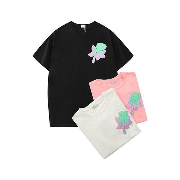 

21ss new clothings brand womens designer t shirts flower tshirts fashion rose embroidery short sleeve lady tees casual clothe264g, White