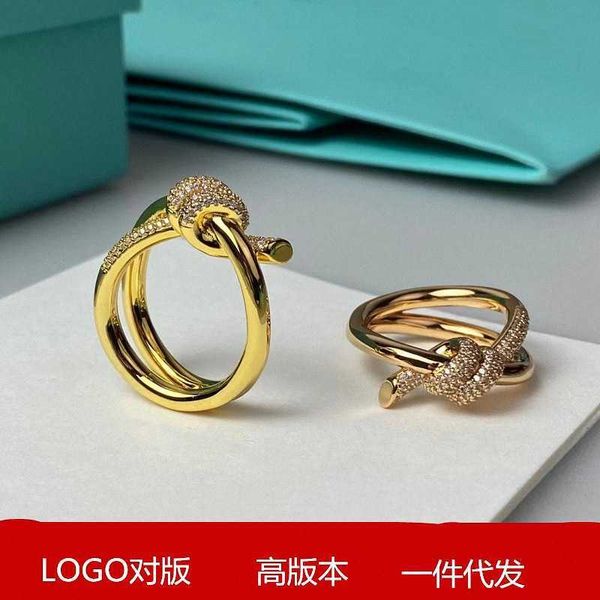 

high version s925 silver valley ailing same knot full diamond ring 18k rose gold interwoven ring qixi valentine's day gift